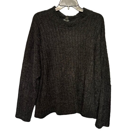 Lane Bryant Size 26/28 Oversized Chunky Knit Sweater Black Textured Lagenlook - Picture 1 of 10